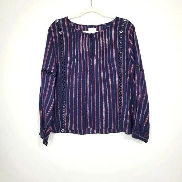 Anthropologie tryb navy metalic blouse - Picture 2 of 9